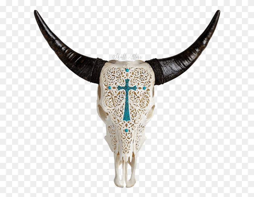 619x593 Carved Cow Skull Xl Horns Skull, Antler, Person, Human HD PNG Download