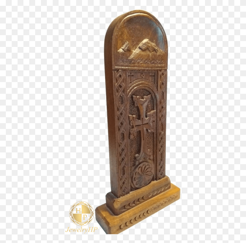 396x769 Carved Sculpture Khachkar With Cross On Walnut Wood Stele, Architecture, Building, Pillar HD PNG Download