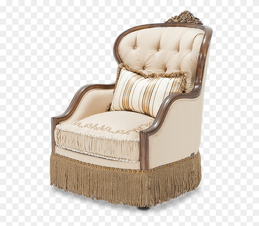 543x673 Carved Wood Frame Gold Leaf Accents Beige Fabric Accent Aico, Furniture, Chair, Armchair HD PNG Download
