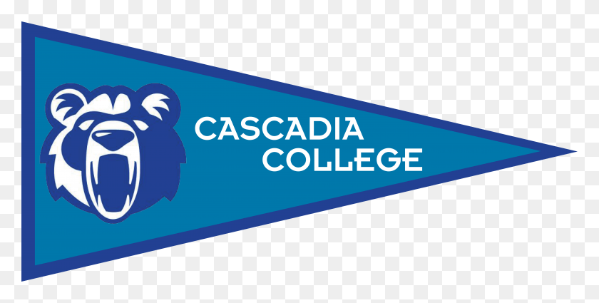 10000x4681 Cascadia College Pennant Graphic Design, Label, Text, Baseball Bat HD PNG Download