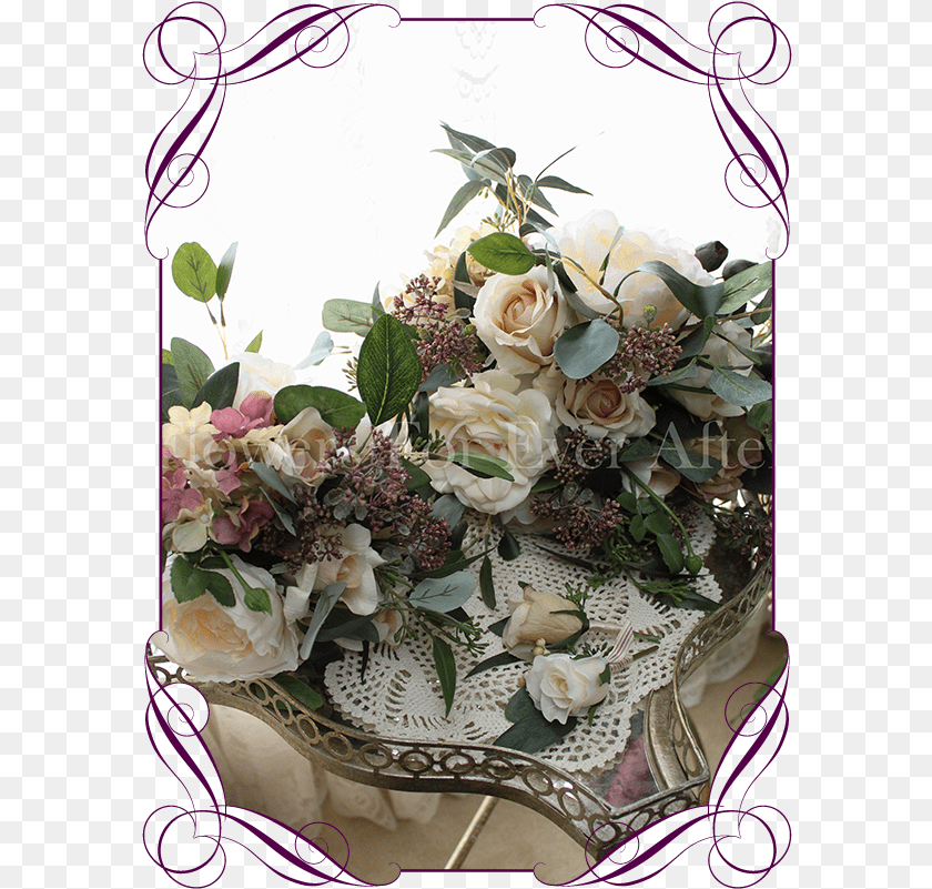 587x801 Cascading Bridal Silk Artificial Posy Bouquet Native Austrlian Boutinnierre, Art, Floral Design, Flower, Flower Arrangement Sticker PNG
