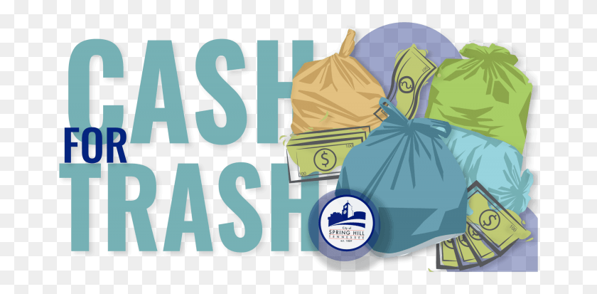 675x353 Cash For Trash Spring Hill Illustration, Bag, Plastic Bag, Plastic HD PNG Download
