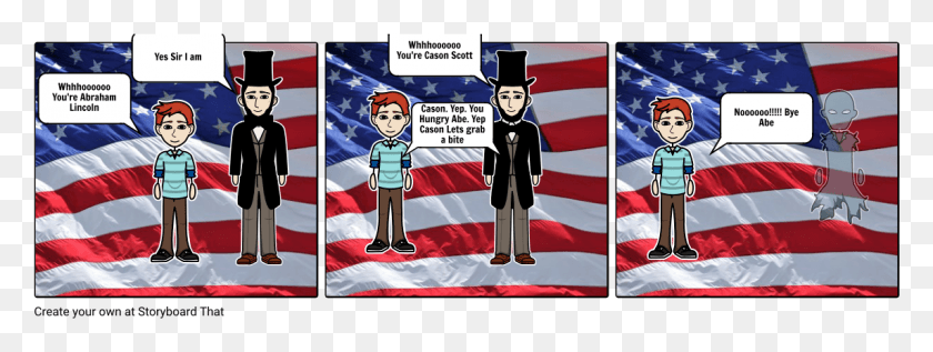 1145x378 Cason Meets Abraham Lincoln Cartoon, Flag, Symbol, Person HD PNG Download