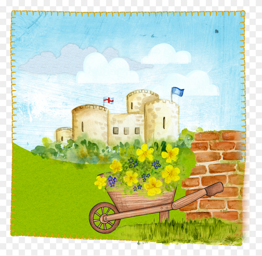 1124x1097 Castle Fantasy Cartoon Medieval Image Watercolor Painting HD PNG Download