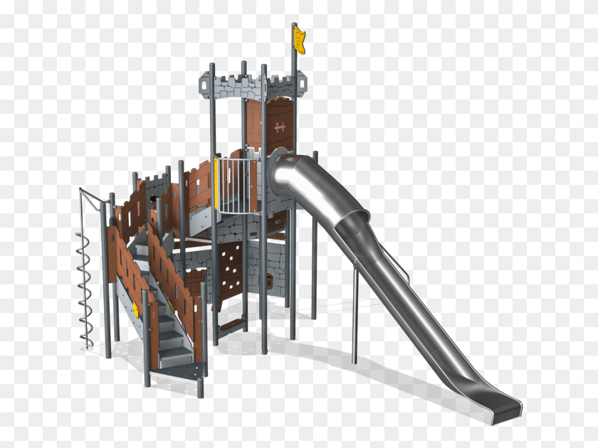 631x570 Castle Fortress Ada Plastic Slide Playground Slide, Play Area, Construction Crane, Toy HD PNG Download
