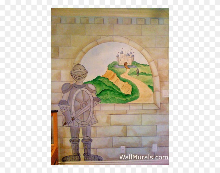 451x601 Castle Mural With Knight, Person, Human HD PNG Download