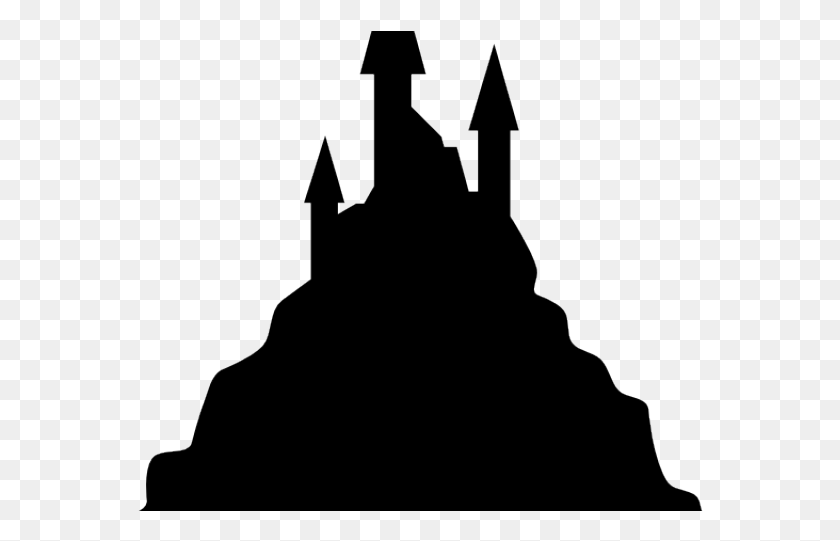 566x481 Castle Silhouettes Cliparts Spooky Castle Silhouette, Bow, Text HD PNG Download