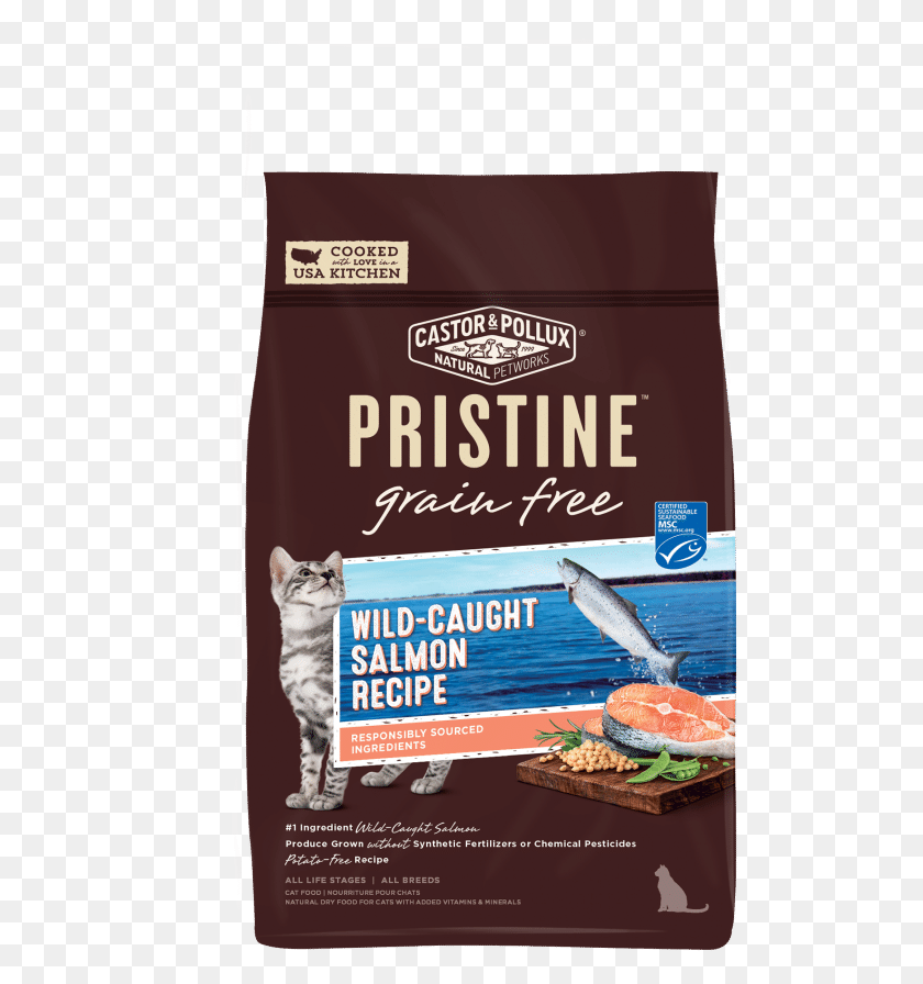 521x836 Castor And Pollux Pristine Grain Free Wild Caught Salmon Castor Amp Pollux Cat Food Pristine, Burger, Coho, Fish HD PNG Download