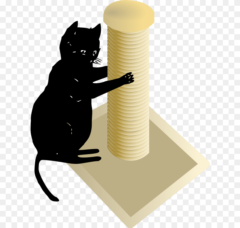 Cat And Scratching Post Sticker PNG