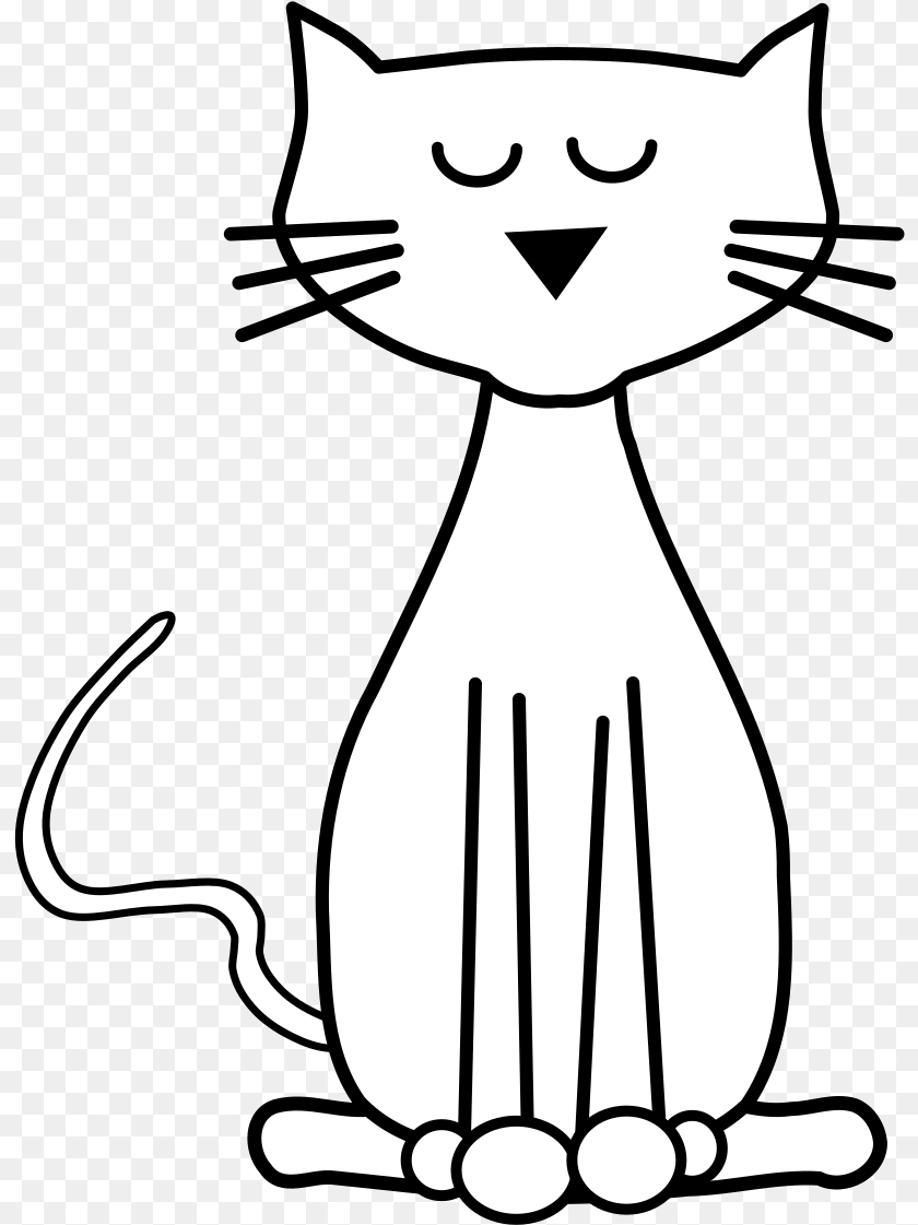 Cat Black And White Cartoon, Stencil, Pet, Mammal, Animal Transparent PNG