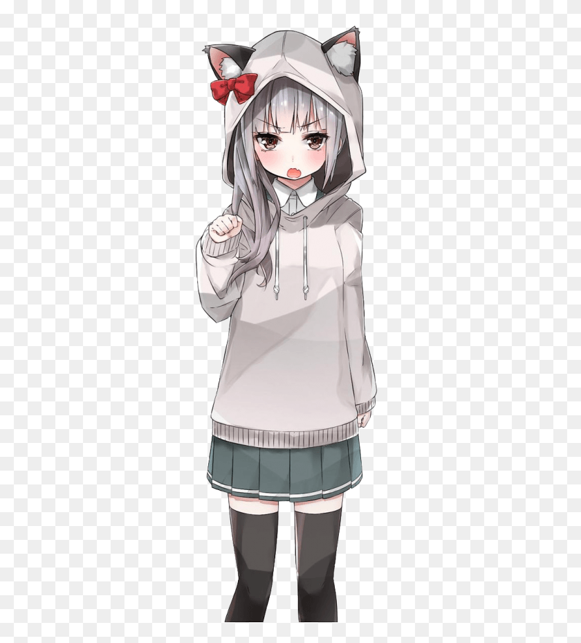 290x869 Cat Cats Anime Girl Loli Eye Eyes Japan Tyan Loli, Clothing, Apparel, Person HD PNG Download