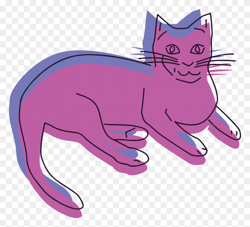 4000x3615 Cat Clipart Cute 13 878 Free Clipart Of A Purple Purple Cat, Mammal, Animal, Pet HD PNG Download