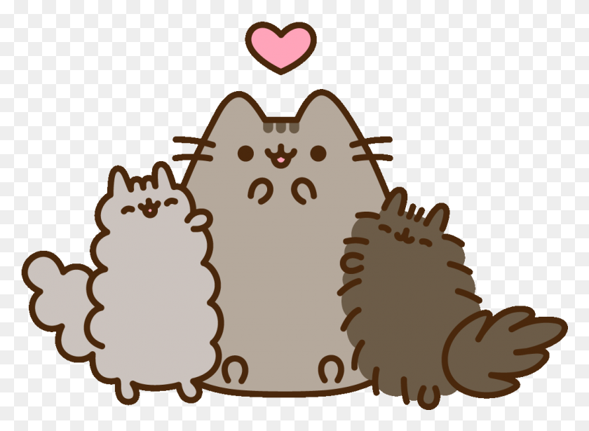 1060x755 Cat Family Love Sticker By Pusheen Clipart Pip And Stormy Pusheen, Birthday Cake, Cake, Dessert HD PNG Download