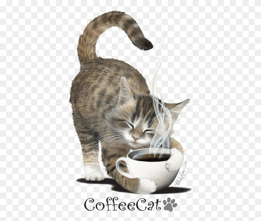 401x652 Cat Grabs Treat, Coffee Cup, Cup, Pet HD PNG Download