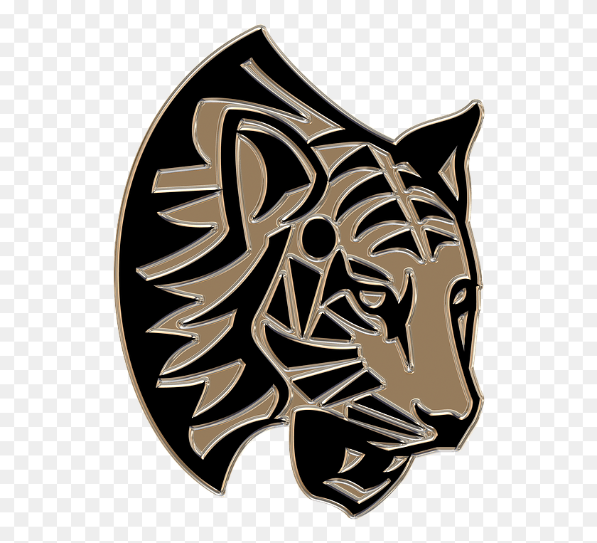528x703 Cat Head Metallizer Art Glass Factory Tribal Leopard, Emblem, Symbol, Text HD PNG Download