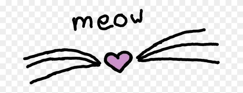 681x263 Cat Heart Nose Whiskers Meow Neko Freetoedit Heart, Text, Clothing, Apparel HD PNG Download