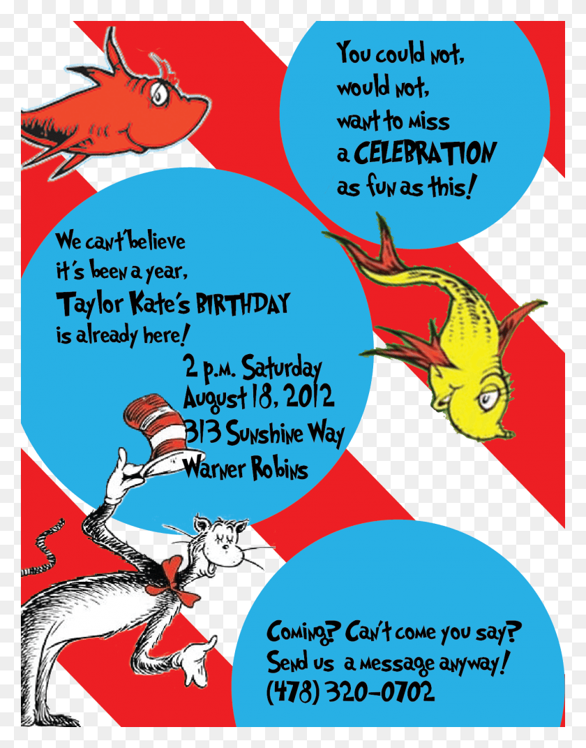 1316x1706 Cat In The Hat Birthday Invitation Cat In The Hat Design, Poster, Advertisement, Bird HD PNG Download