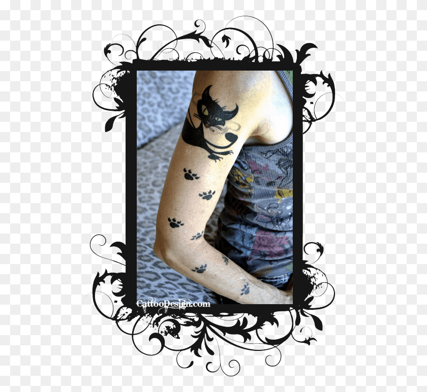 516x712 Los Tatuajes De Estampado De Pata De Gato Cubren Los Tatuajes De Pantera Negra, Brazo, Piel, Persona Hd Png