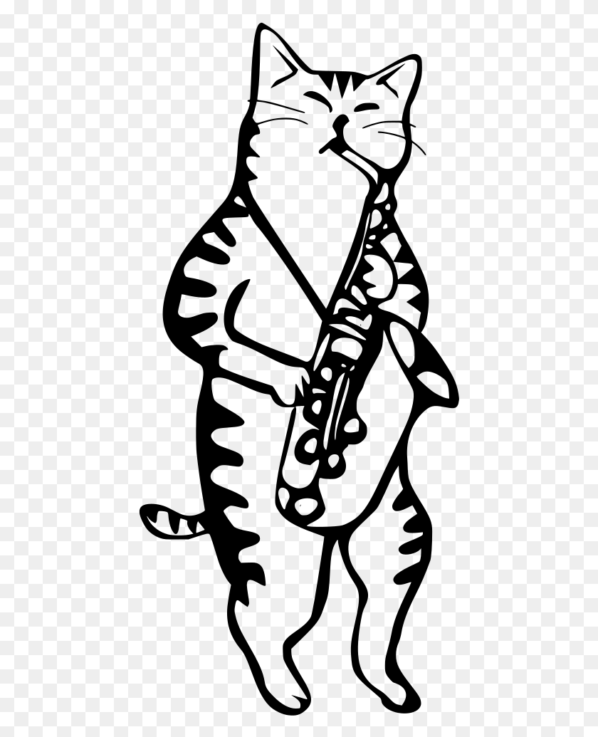 451x975 Cat Playing Saxophone, Gray, World Of Warcraft HD PNG Download