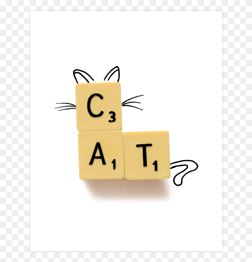 654x813 Cat Scrabble Art Print Scrabble, Number, Symbol, Text HD PNG Download