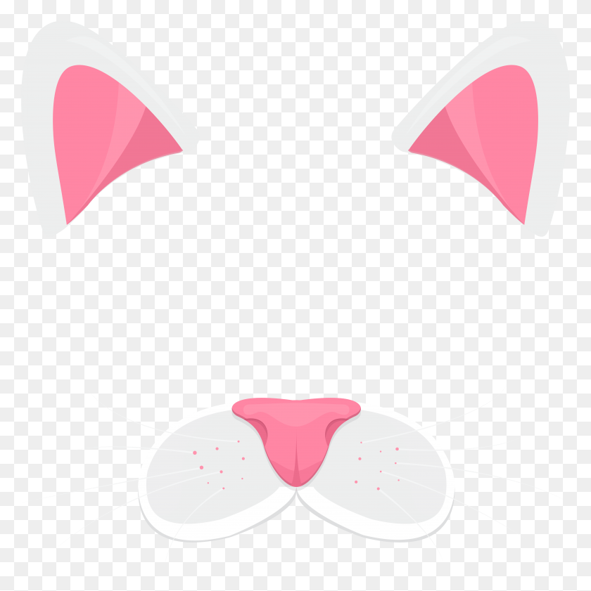 7795x7813 Cat White Face Mask Clip Art Image, Heart, Symbol, Mustache HD PNG Download