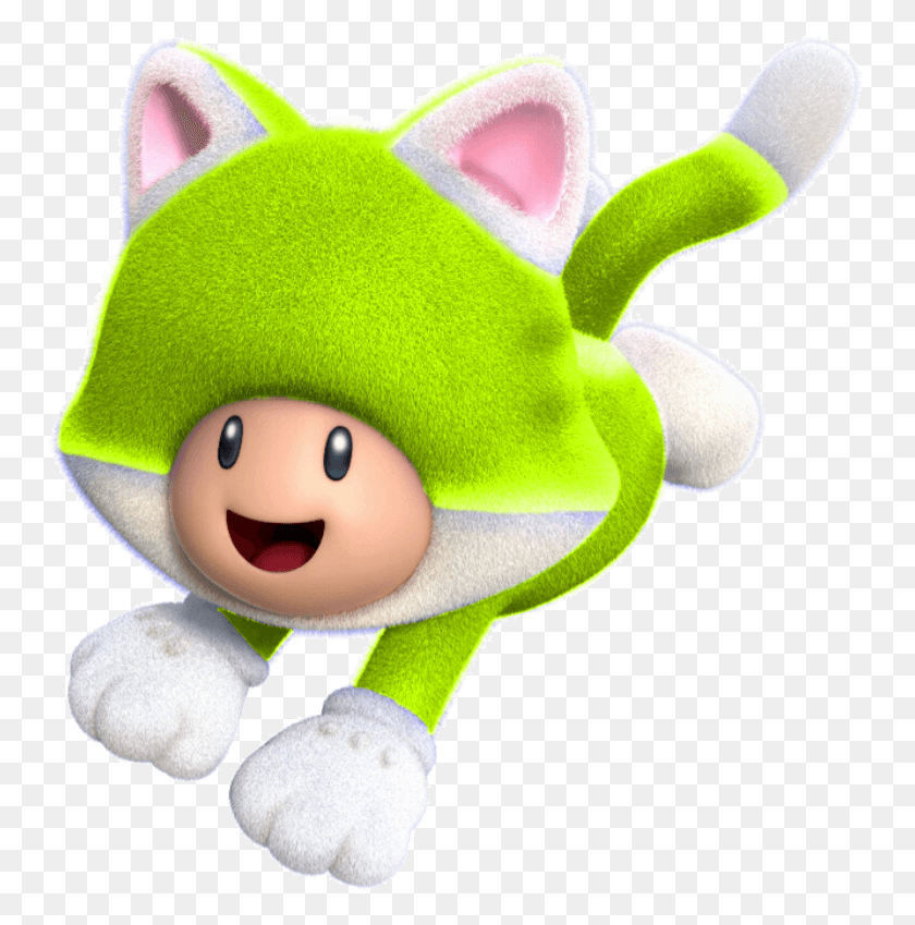 751x789 Cat Yellow Toad Super Mario 3d World Cat Toad, Toy, Plush, Green HD PNG Download