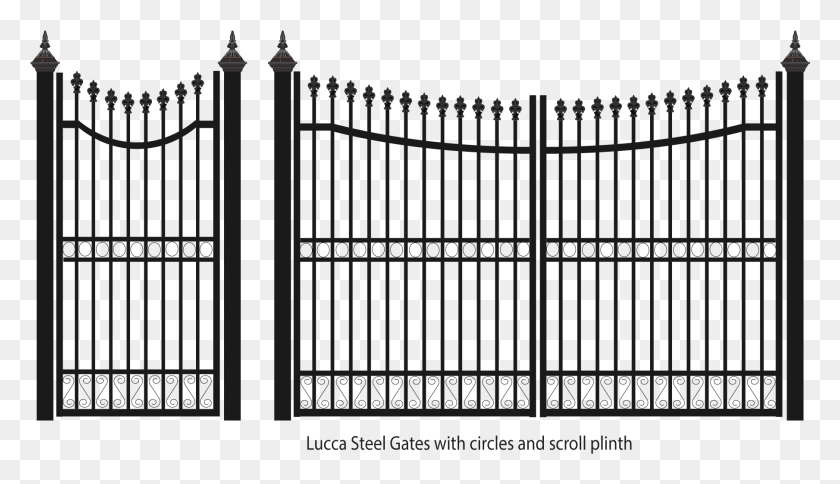 1809x985 Catania Steel Gates Lucca Steel Driveway And Pedesrtian Palace Of Fontainebleau, Gate, Fence HD PNG Download
