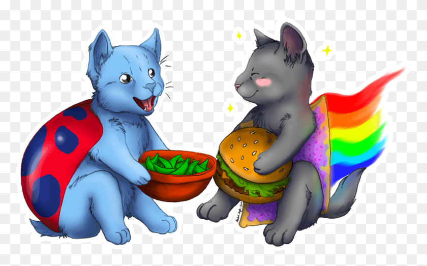 790x469 Descargar Png Catbug Y Nyan Cat Compartiendo Cosas Nummy Gtwlt Art Catbug Y Nyan Cat, Mamíferos, Animal, Etiqueta Hd Png