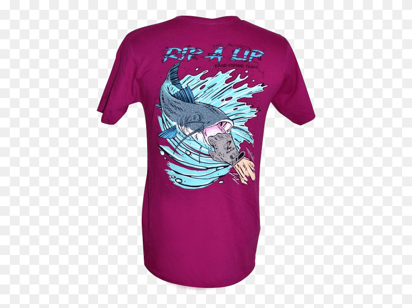 448x568 Catfish Hand Fishing Team Rip A Lip Short Sleeve T Shirt Active Shirt, Clothing, Apparel, T-shirt HD PNG Download