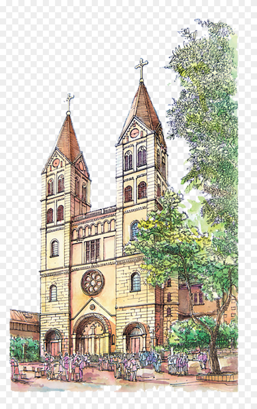 831x1362 Catholic Drawing Parish Church Catholic Church, Architecture, Building, Cathedral HD PNG Download