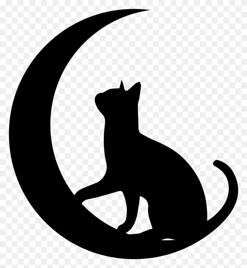 2891x3155 Логотип Кошачьей Луны Силуэт Кошки И Луны, Серый, Мир Варкрафта Png Скачать