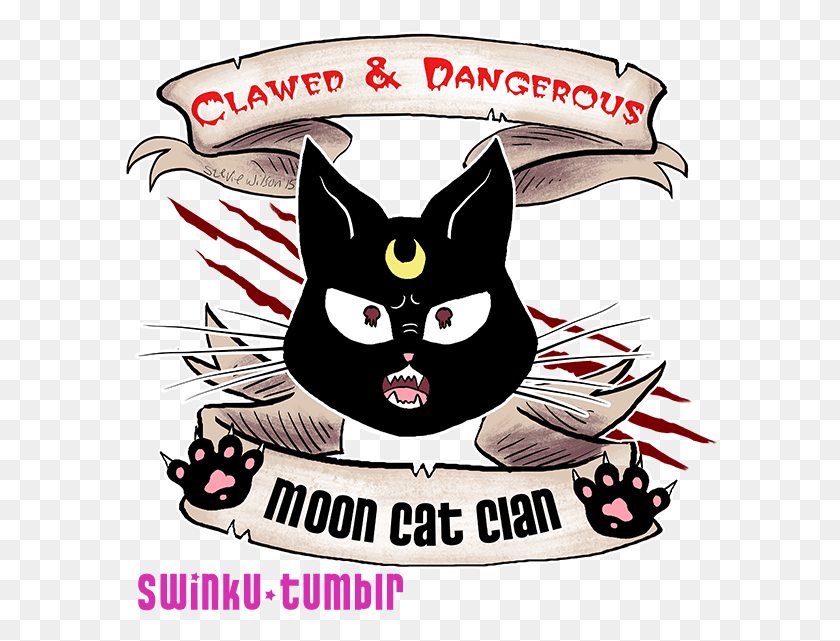 594x581 Catmoon Small Sailor Moon Punk, Label, Text, Mammal HD PNG Download