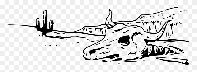 1000x318 Cattle Clip Art Cow Skull Drawing Easy, Gray, World Of Warcraft HD PNG Download