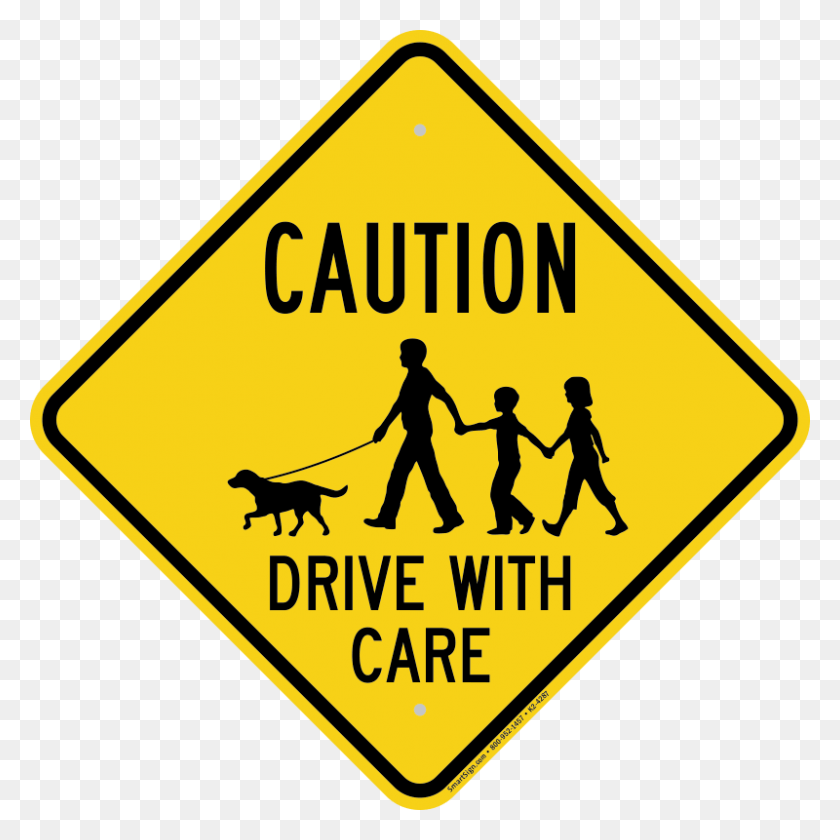 800x800 Caution Drive With Care Warning Sign Turn Around Dont Drown, Person, Human, Road Sign HD PNG Download