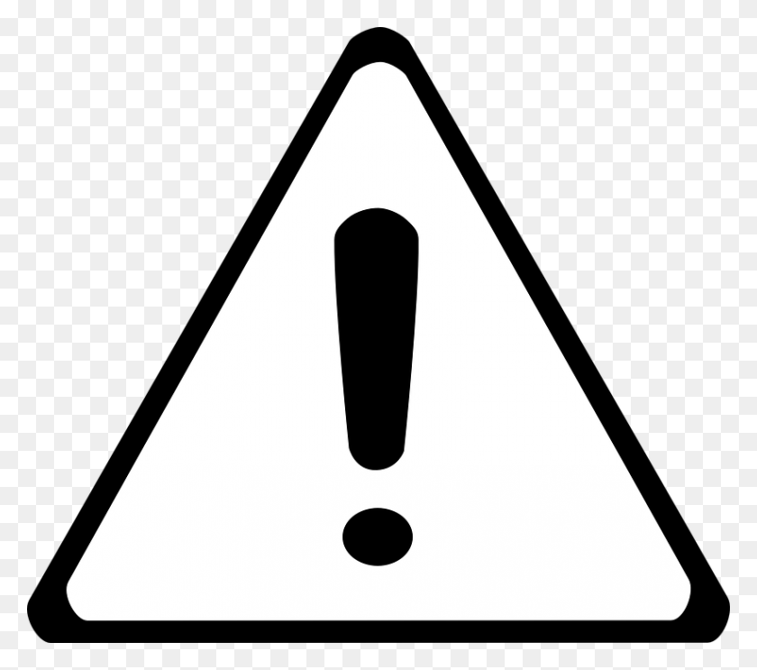 822x720 Caution Sign Black And White, Triangle, Symbol HD PNG Download