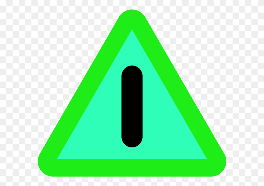 600x533 Caution Sign Warning Sign Danger Vector Clip Art Green Danger Sign, Triangle, Symbol, Road Sign HD PNG Download