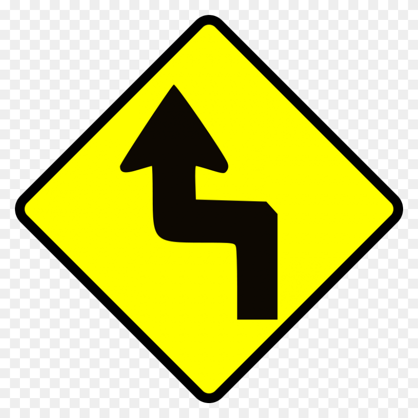 800x800 Caution Zig Zag Road Joins From The Right Sign, Symbol, Road Sign HD PNG Download