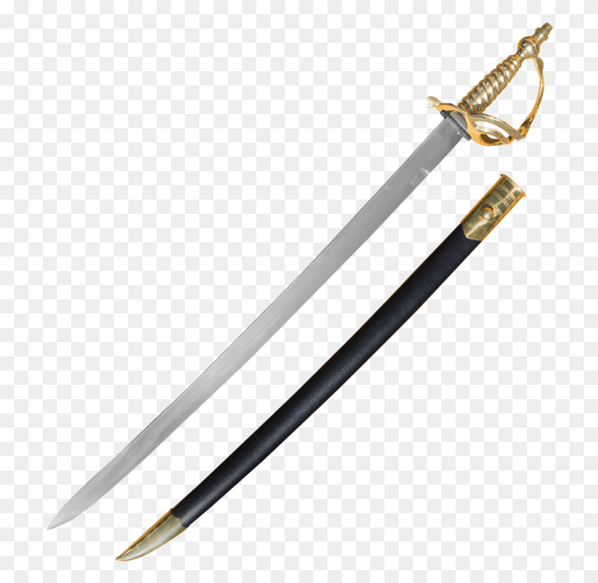 714x758 Cavalry Sword With Genuine Leather And Real Brass Scabbard Scabbard, Blade, Weapon, Weaponry HD PNG Download