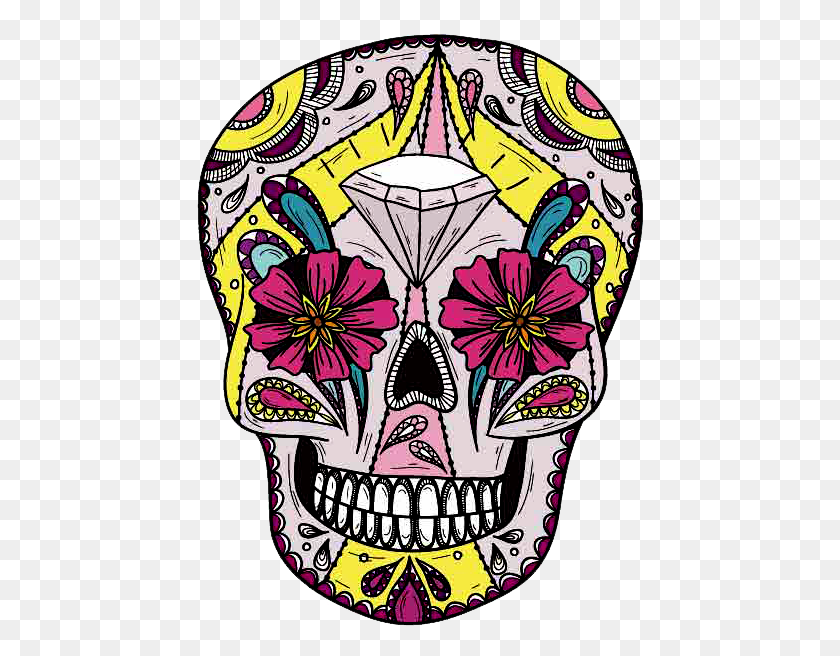 449x596 Caveira Mexicana Em Skull, Doodle HD PNG Download