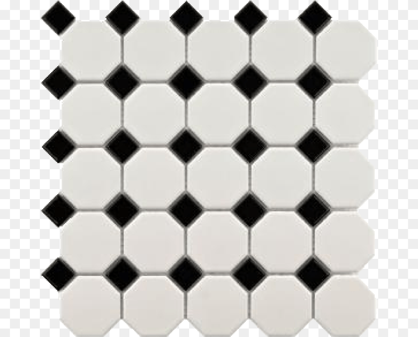 679x677 Cc Mosaics Octagon Snow White Black Somertile 115 X 115 Inch Victorian Octagon Matte, Tile, Pattern, Ball, Football PNG