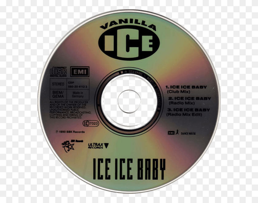 596x600 Cd Single Disc Vanilla Ice Ice Ice Baby, Disk, Dvd HD PNG Download