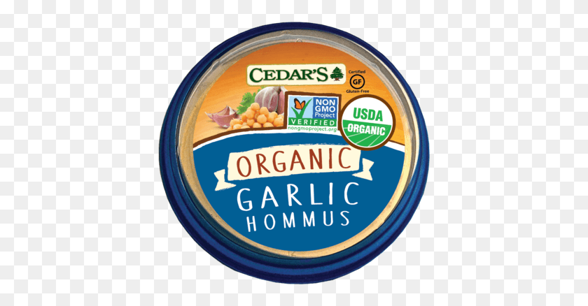 389x378 Cedar Organic Garlic Lovers Hommus Usda Organic, Label, Text, Food HD PNG Download