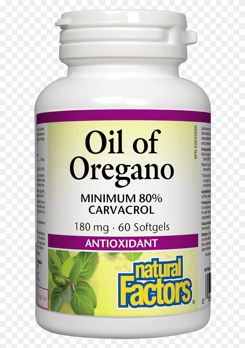608x1133 Cehr Natural Factors Oil Of Oregano 180mg 30 Softgels, Label, Text, Plant HD PNG Download