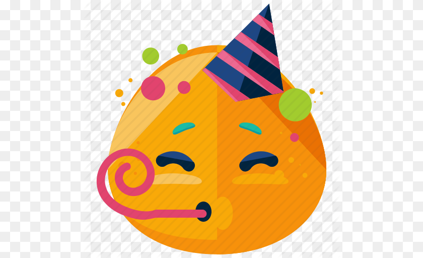512x512 Celebrate Emoji Emoticon Face Party Smiley Icon, Clothing, Hat, Ball, Sport PNG