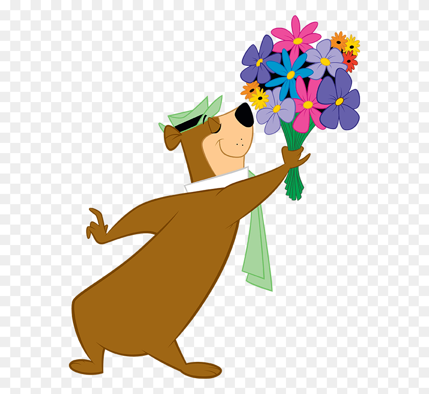 570x712 Праздновать Весну Медведь Йоги И Медведь Синди, Графика, Цветочный Дизайн Png Скачать