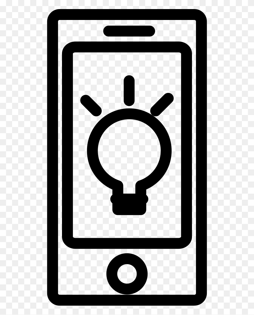 530x981 Cellular Phone With Light Bulb Symbol Comments, Light, Lightbulb, Stencil HD PNG Download
