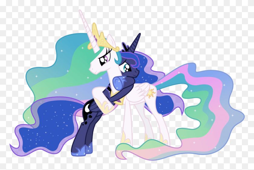 1102x710 Celtestia And Luna Mlp Celestia And Luna Hugging, Graphics, Leisure Activities HD PNG Download