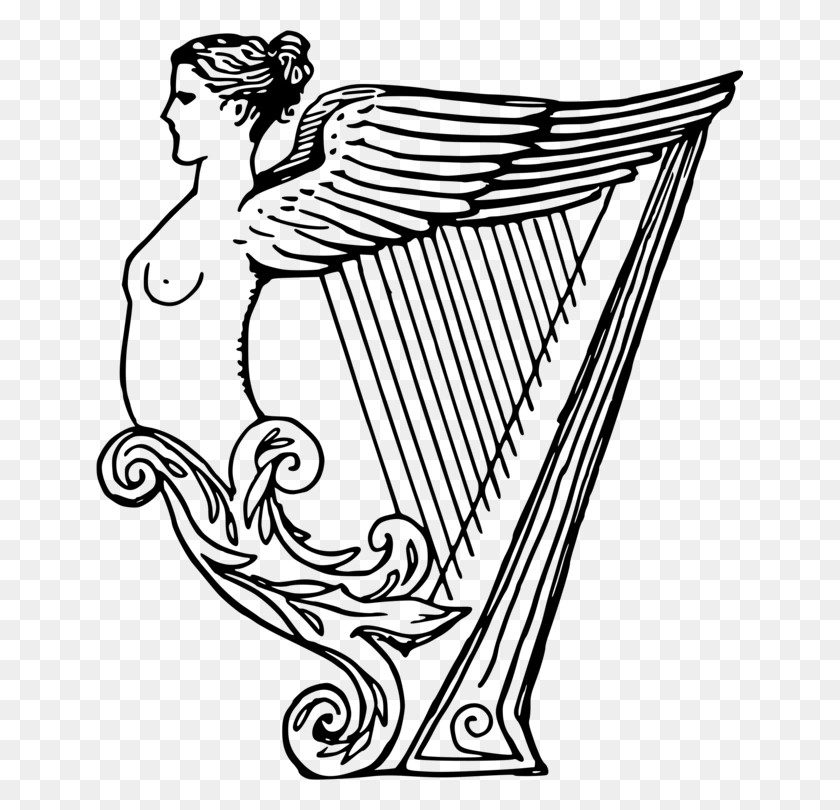 647x750 Celtic Harp Drawing Musical Instruments Line Art Drawing Of A Harp, Gray, World Of Warcraft HD PNG Download