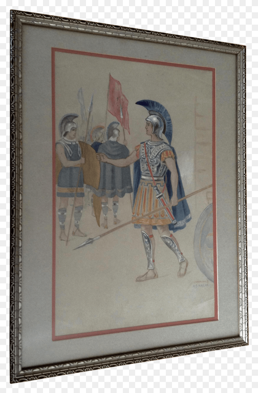 1314x2049 Centurion Roman Soldier Antique Watercolor Painting Picture Frame, Person, Human HD PNG Download