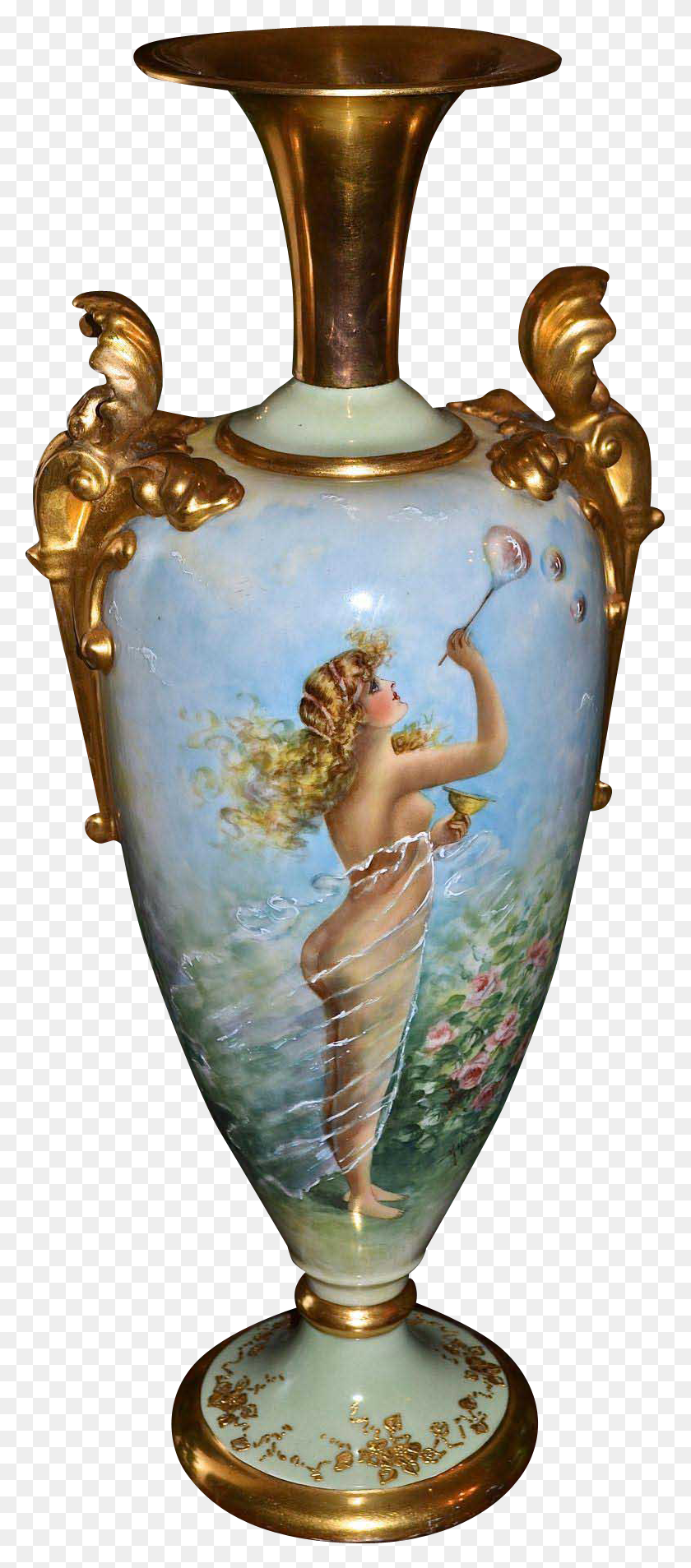 779x1847 Ceramic Art Company Tall Two Handle Signed Vase With Vase, Urn, Jar, Pottery HD PNG Download